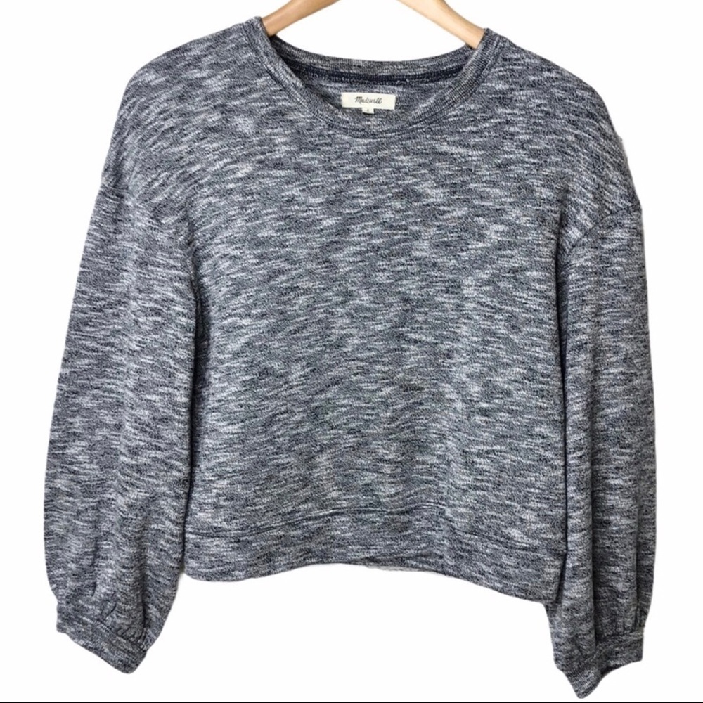 Madewell Textured Crewneck Sweatshirt Size Small Gray Slub Knit - Picture 4 of 10
